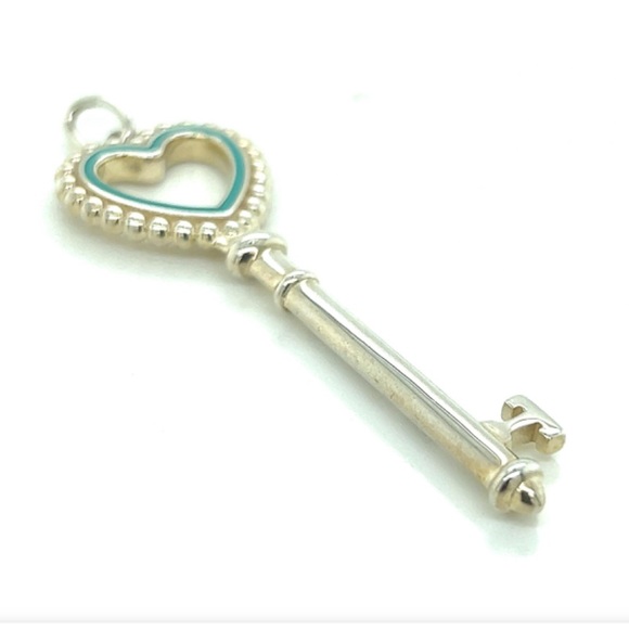 Vintage Tiffany Beaded Sterling & Enamel Key Pendant on chain - Picture 14 of 14